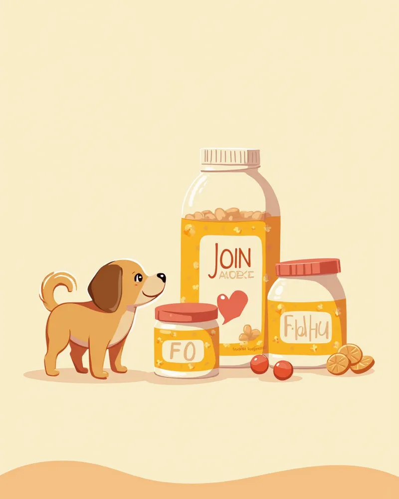 다양한 제형의 강아지 관절 영양제 제품 일러스트