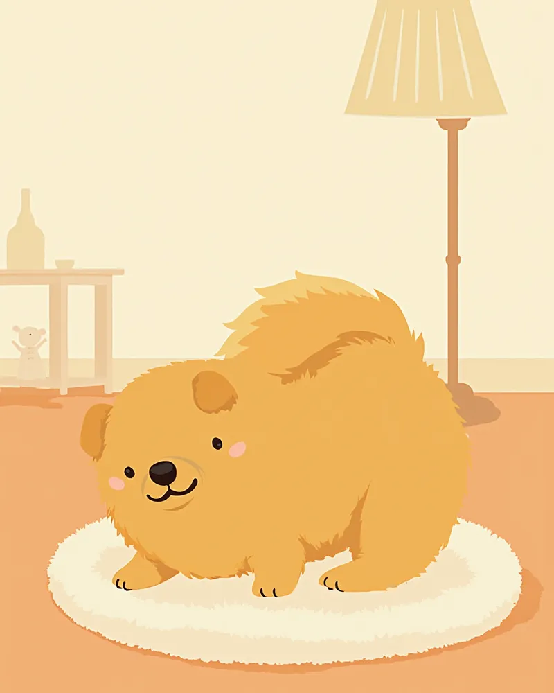 실내에서 뒷다리 쪽을 부드럽게 살펴보는 모습