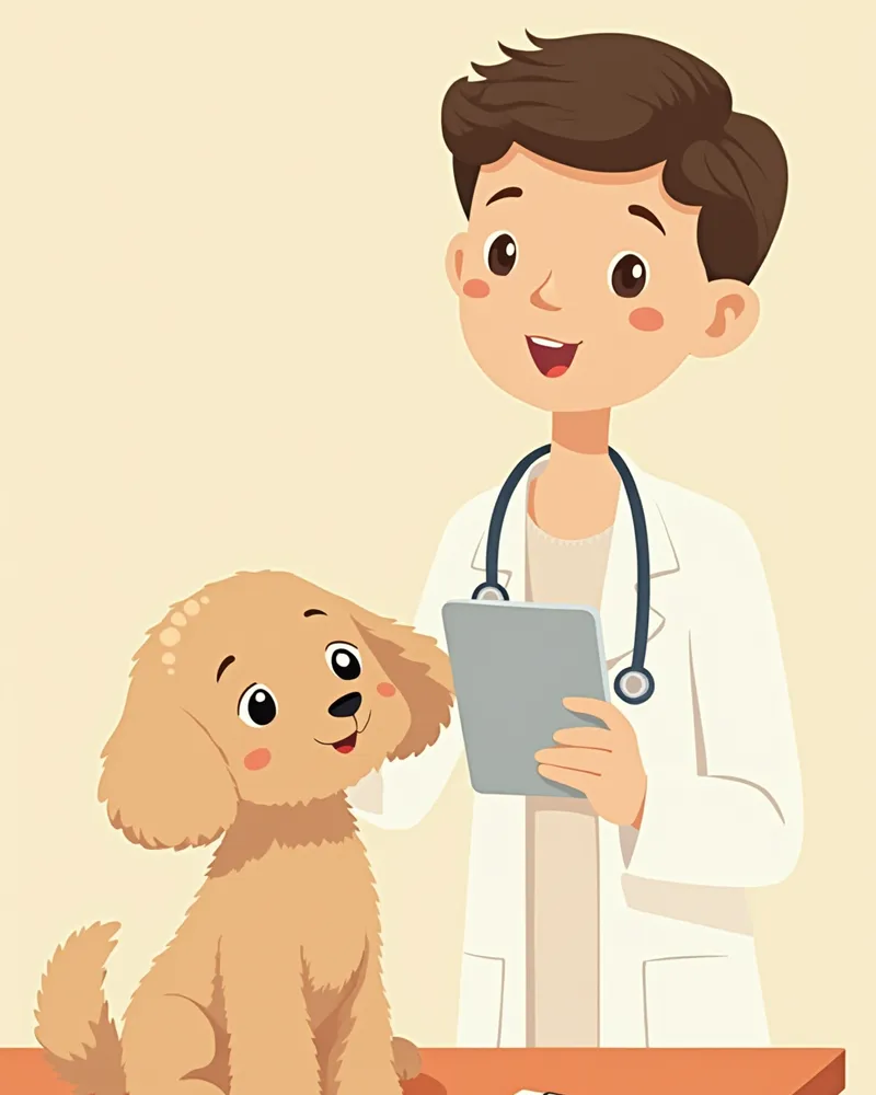 수의사가 반려견 혈당 차트를 확인하는 모습