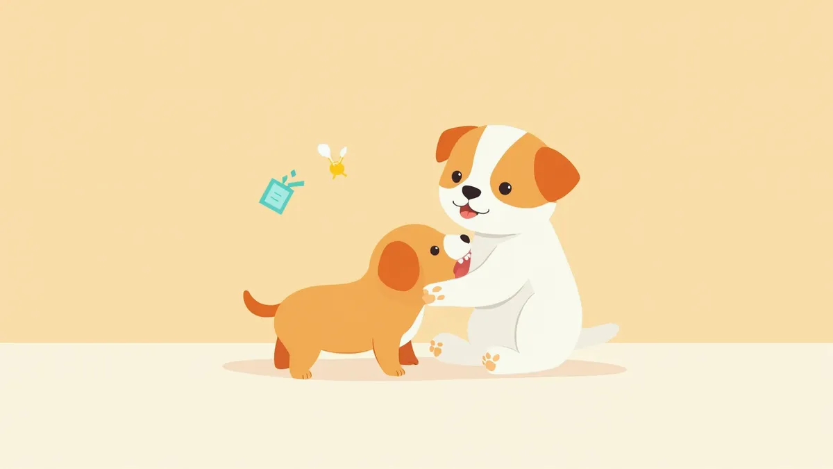 수의사가 강아지의 입천장을 검사하는 모습