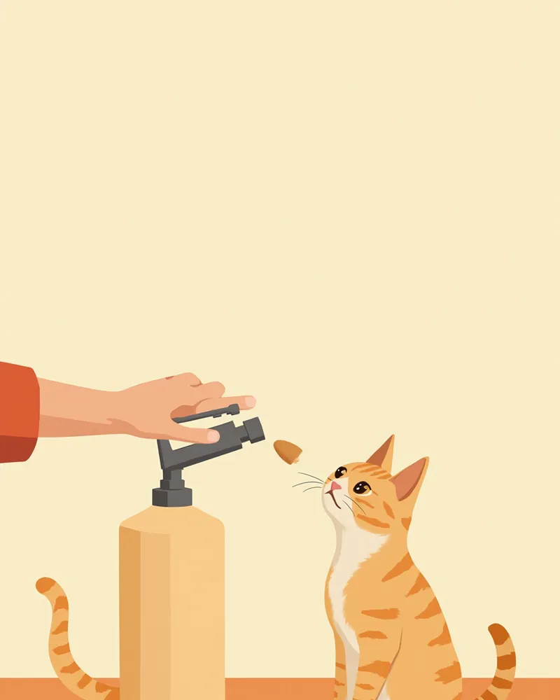 클리커 차징 훈련 중인 고양이