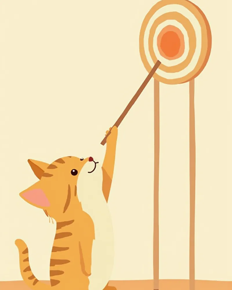 타겟 스틱에 코를 대는 고양이