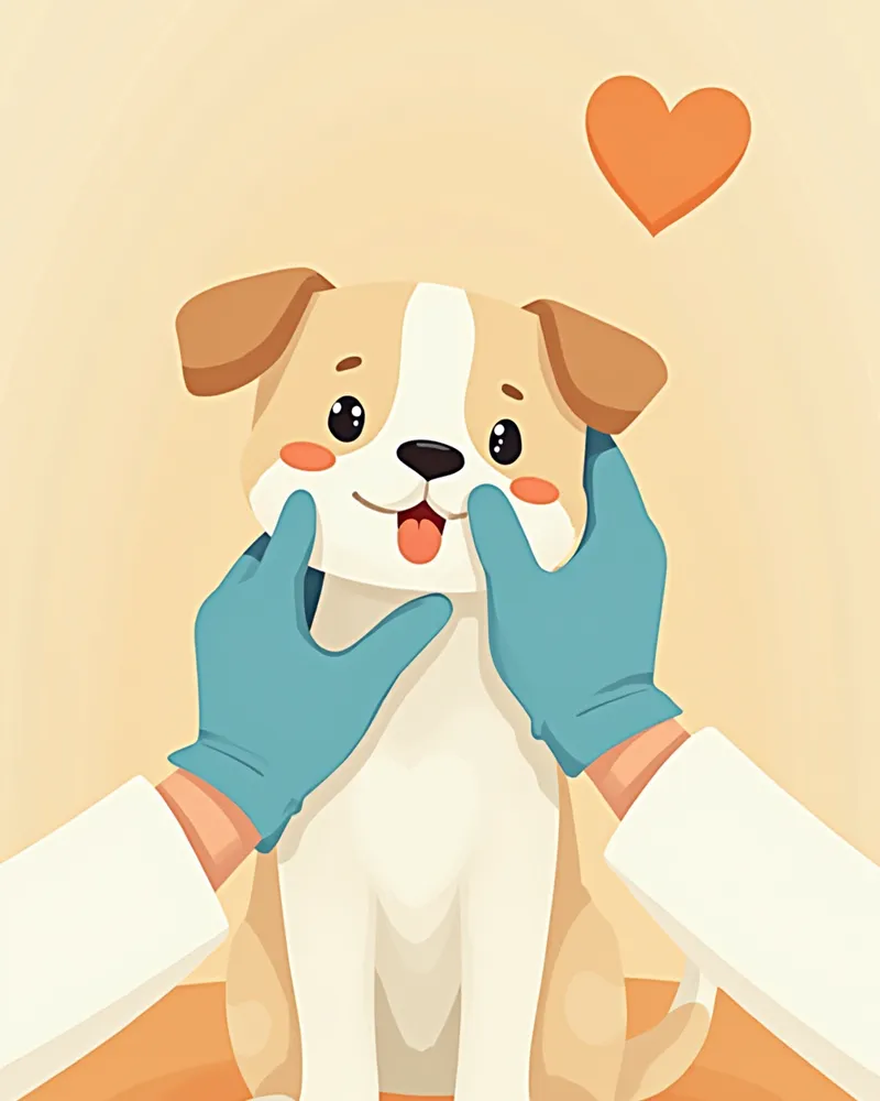 강아지 잇몸 상태를 확인하는 수의사의 모습