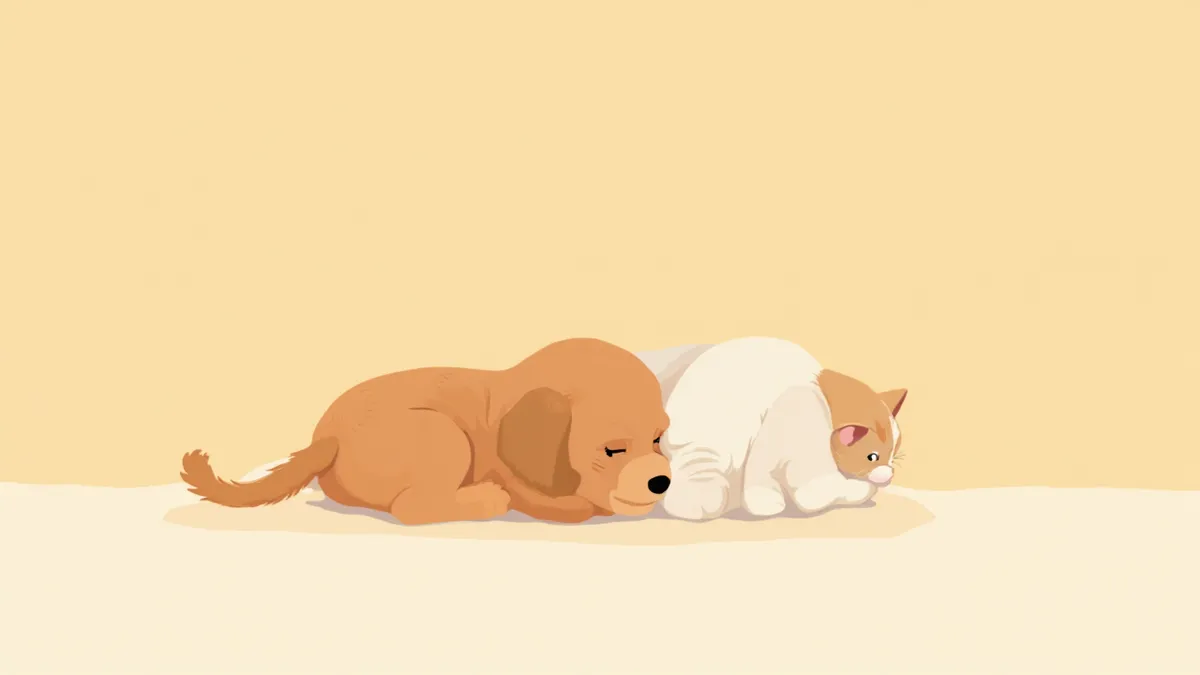 콕시디아 감염으로 기운이 없는 어린 강아지와 고양이