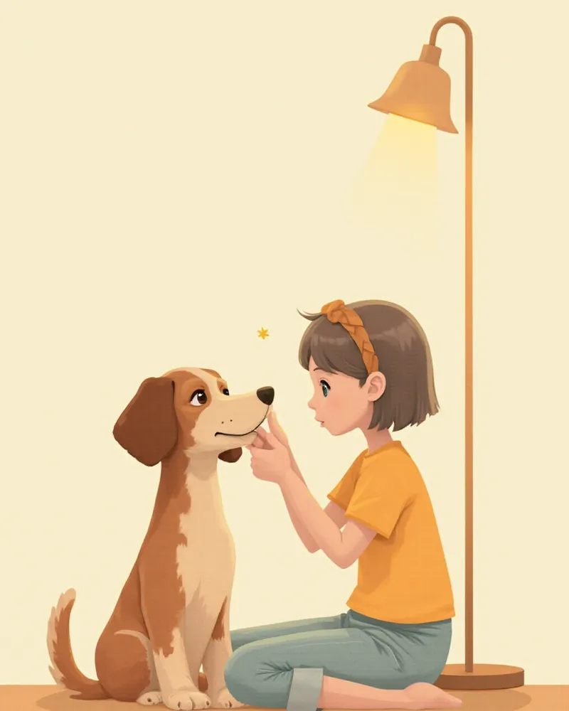 보호자가 집에서 코카스파니엘의 귀와 눈을 살펴보는 모습