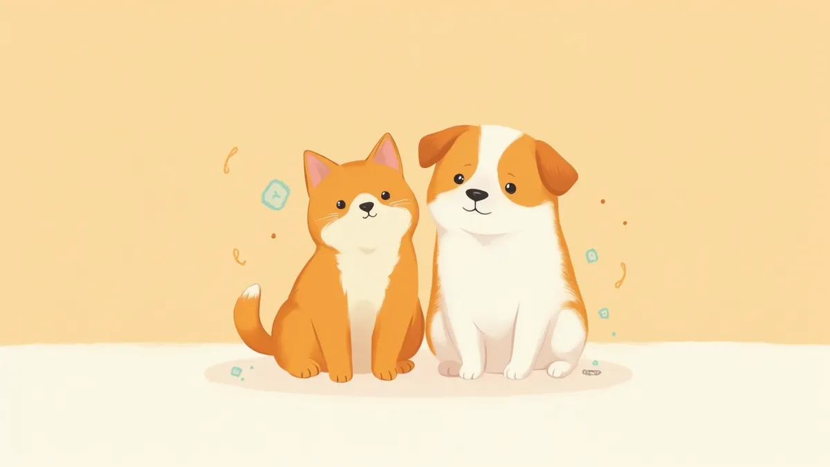 콜라겐 섬유가 강아지와 고양이 피부·관절을 둘러싼 일러스트