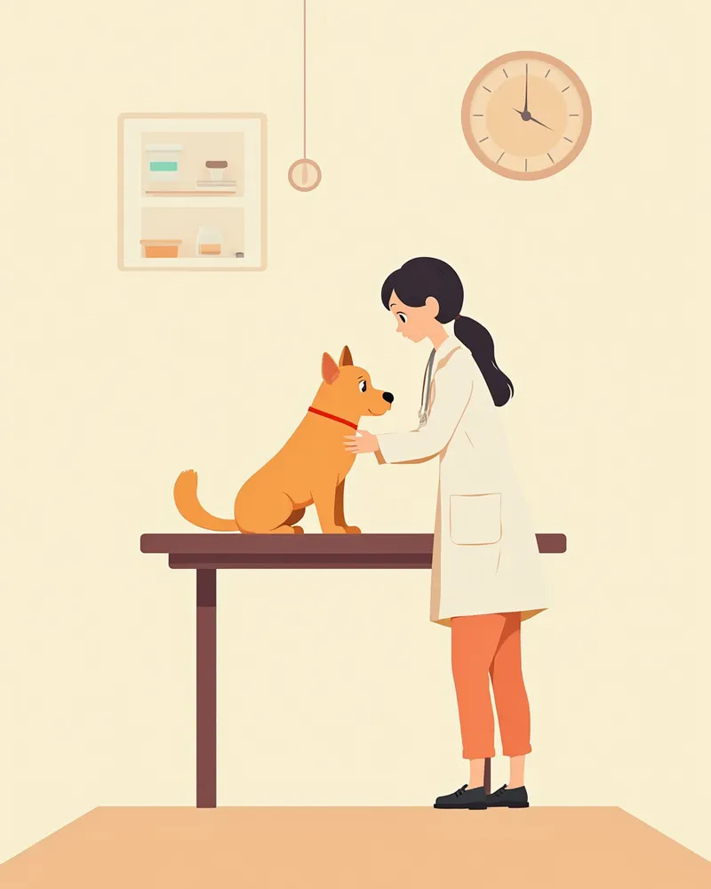 수의사가 강아지를 진료하는 모습