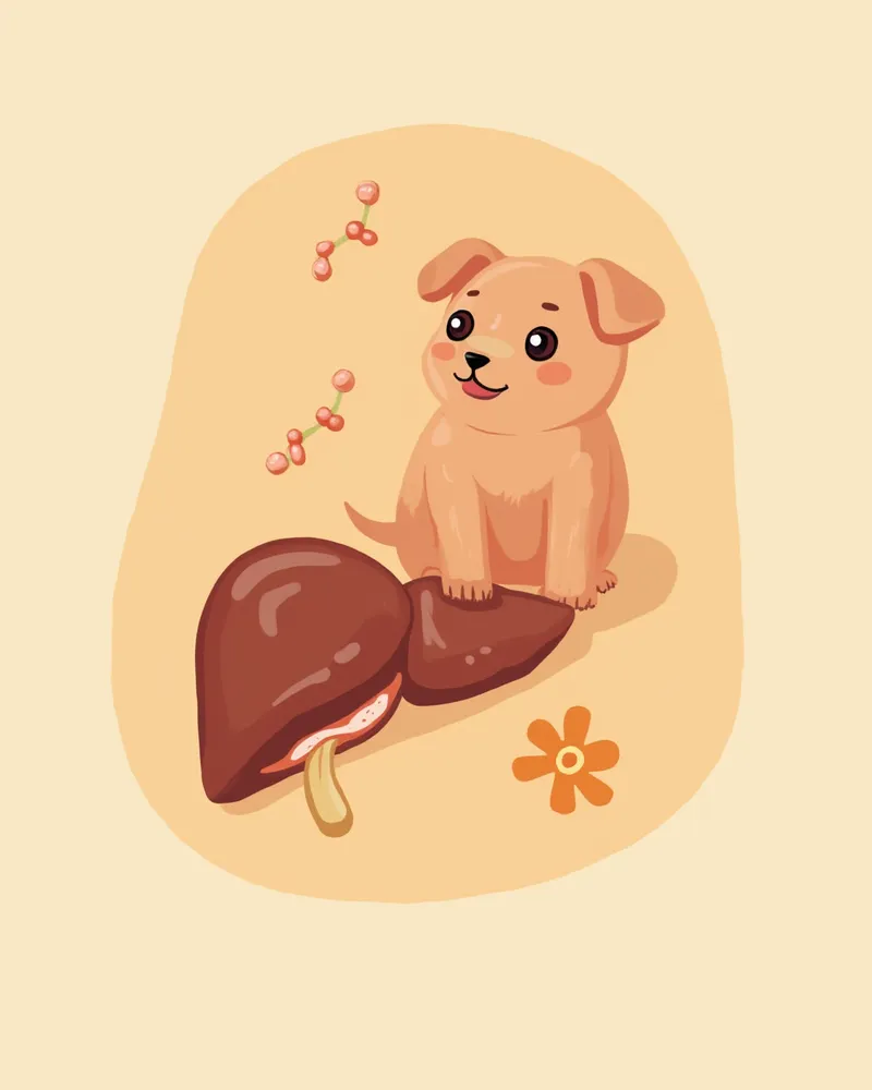 강아지 간과 구리 축적 개념 일러스트