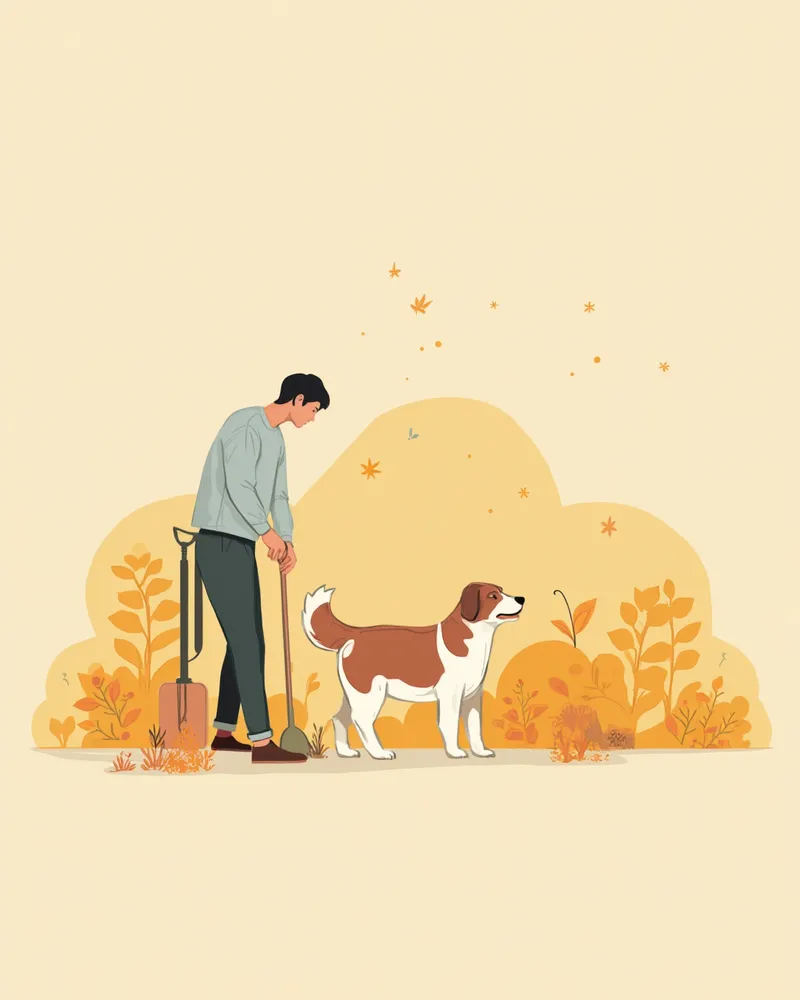 공원에서 배변 치우는 보호자