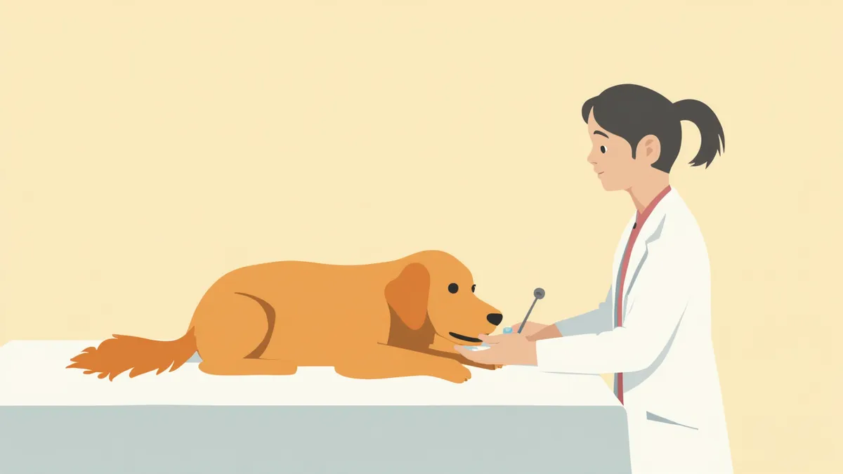 수의사가 강아지의 혈액을 채취하는 모습