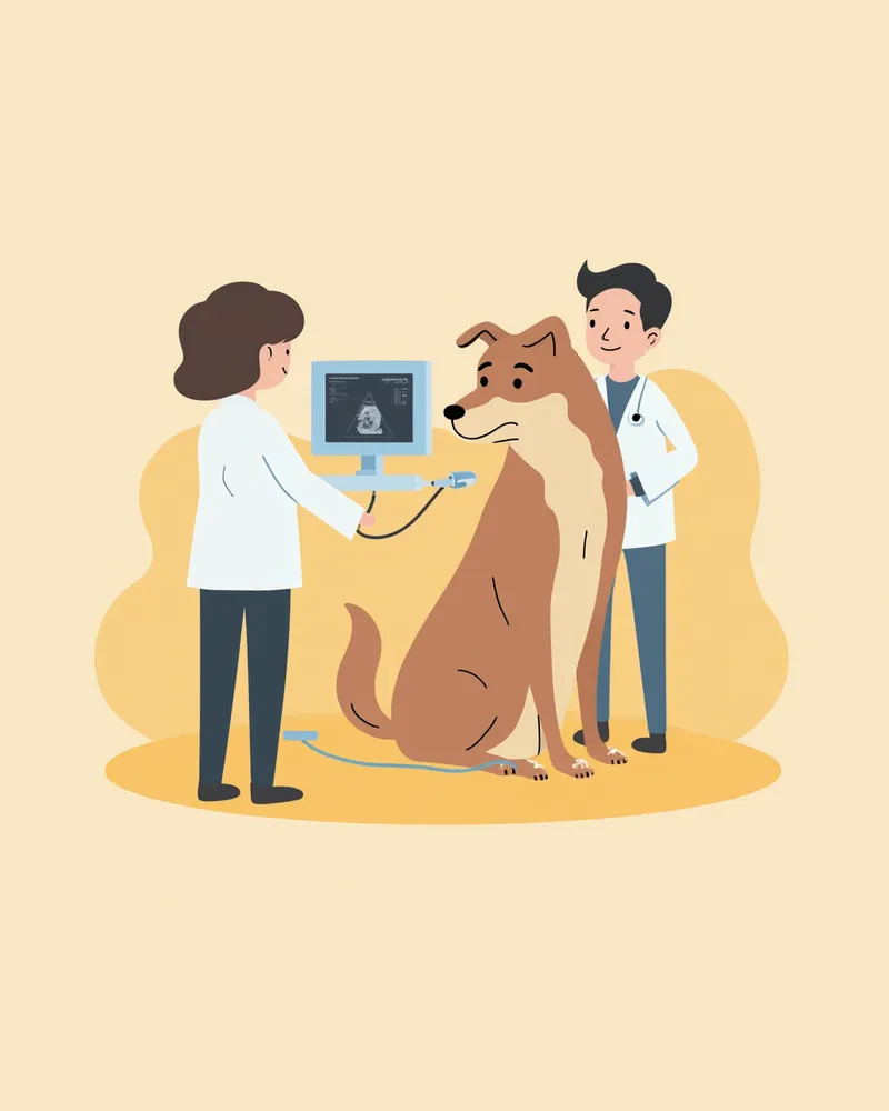 강아지 부신 초음파 검사 장면