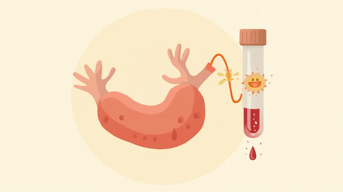 췌장 효소 검사 원리를 설명하는 일러스트