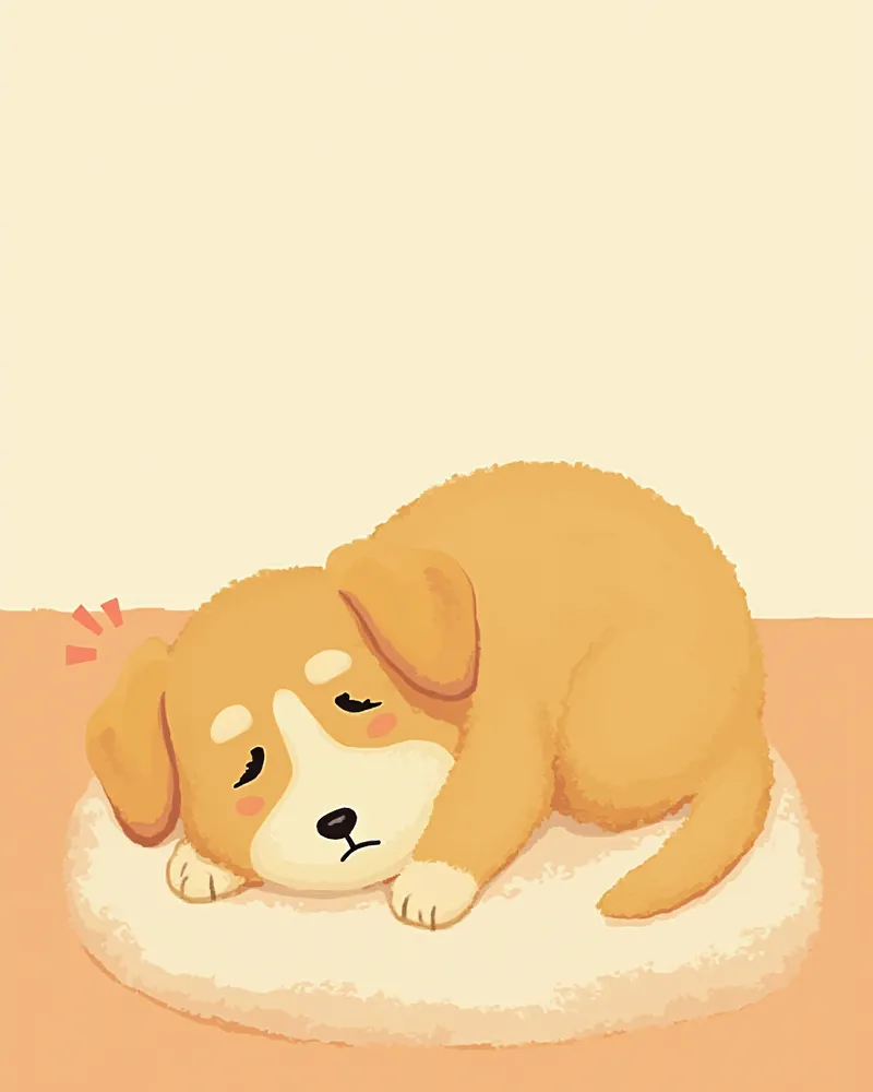 복통 증상을 보이는 강아지 일러스트