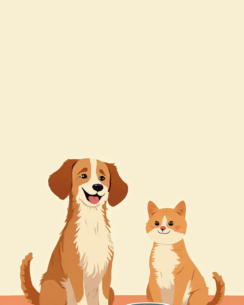 크랜베리 보조제와 물을 마시는 반려동물