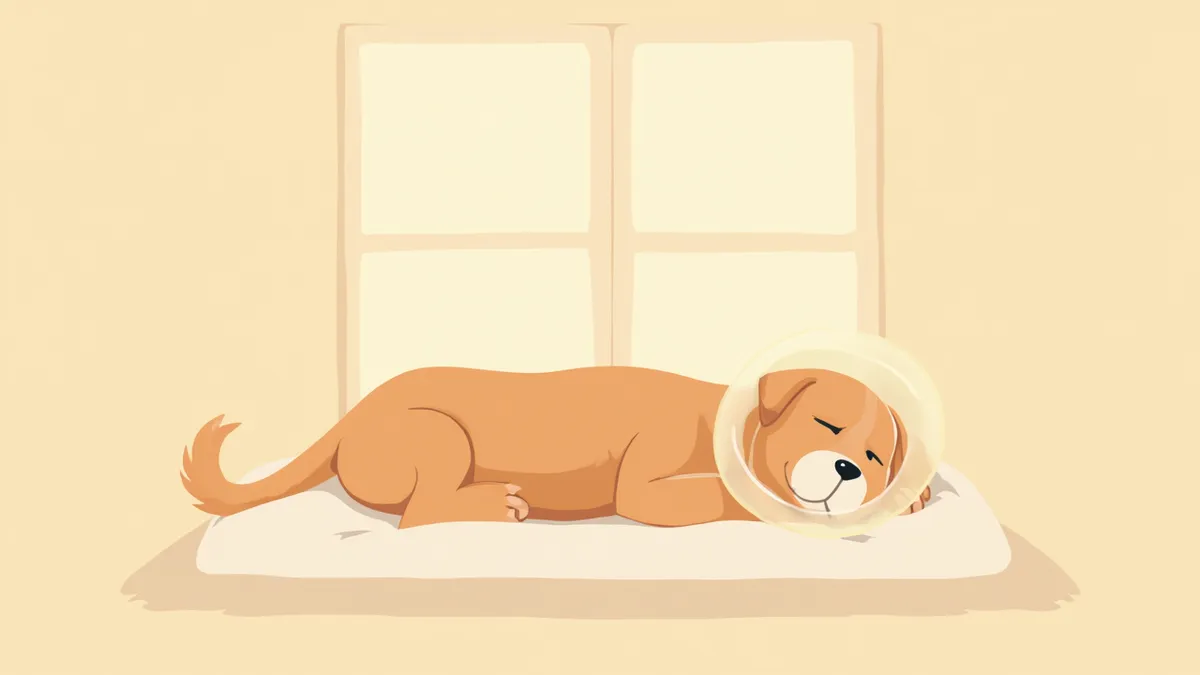 수술 후 회복 중인 강아지의 편안한 모습