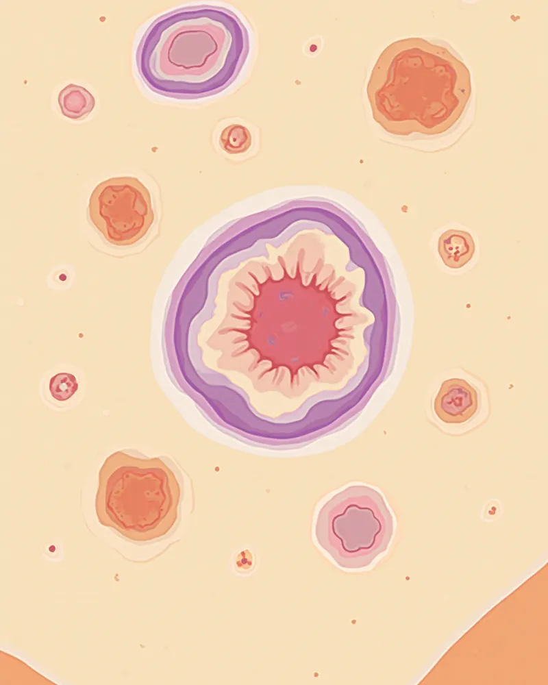종양 세포 패턴을 보여주는 현미경 이미지