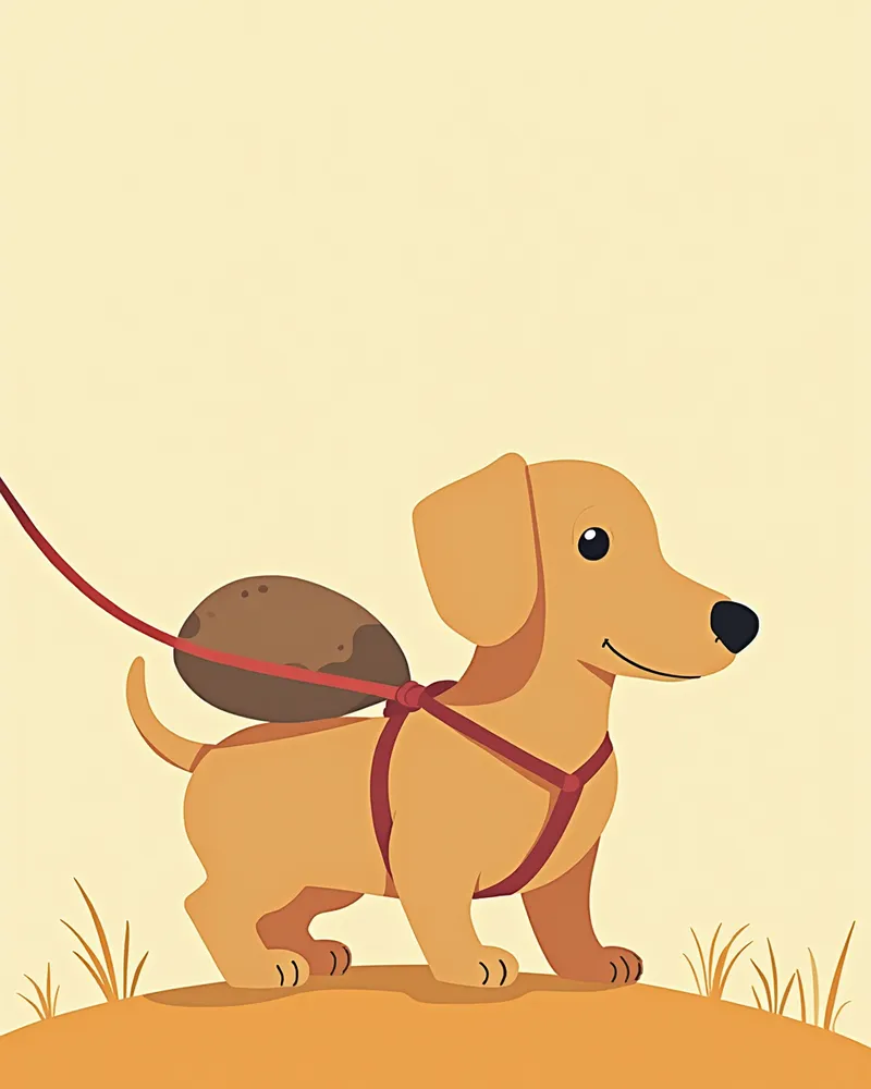 Y자형 하네스를 착용하고 평지에서 산책 중인 닥스훈트