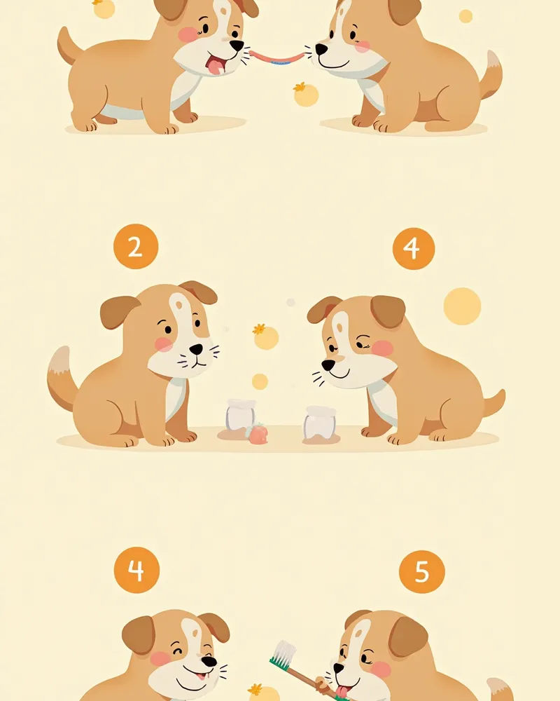 양치 습관 4단계를 보여주는 일러스트