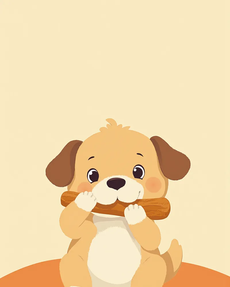 덴탈껌을 씹고 있는 강아지 클로즈업