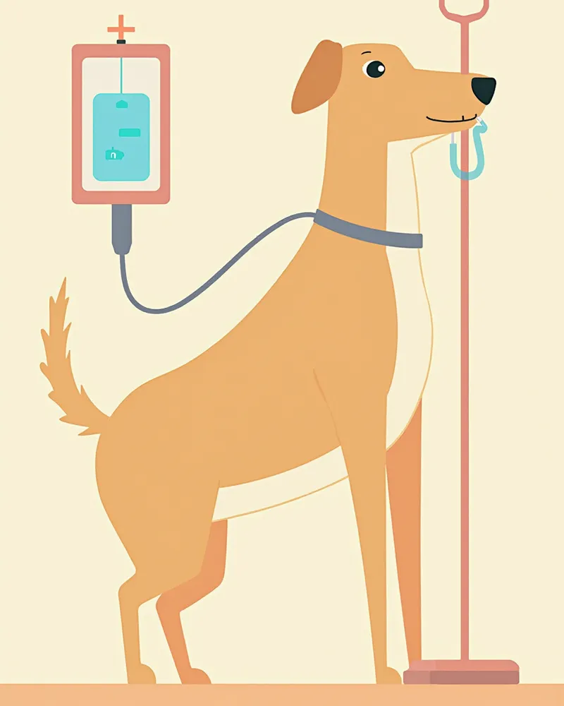 수액 치료를 받으며 입원 중인 강아지