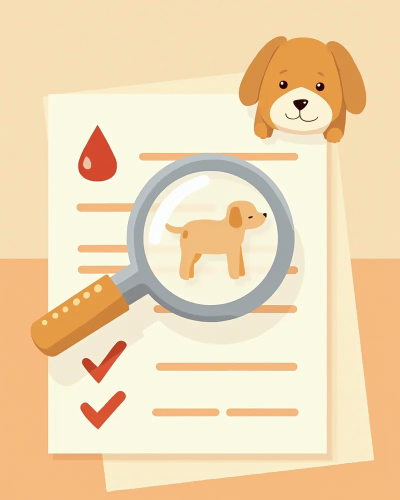 정상범위 표시된 수의학 혈액검사 결과지 클로즈업