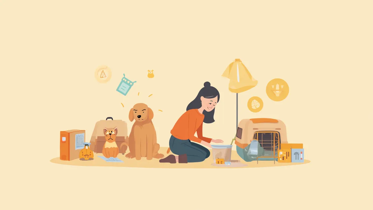 비상 대피 준비를 하는 보호자와 반려동물