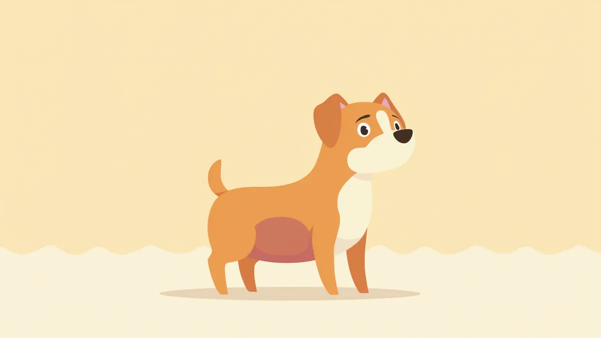 배가 평소보다 부풀어 오른 강아지의 옆모습