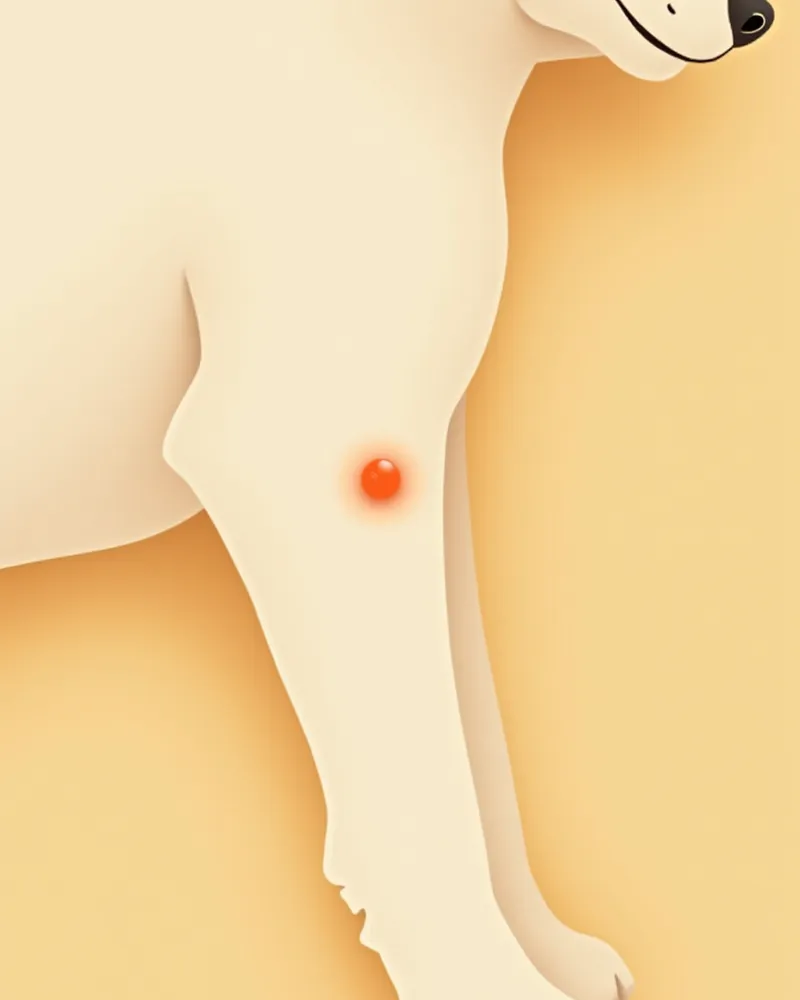 백신 주사 부위가 약간 붓는 성견의 다리