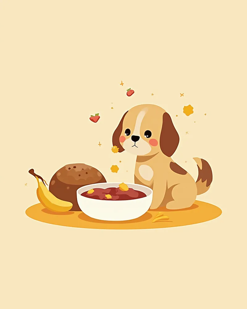 식이 제거 시험 중인 강아지 일러스트