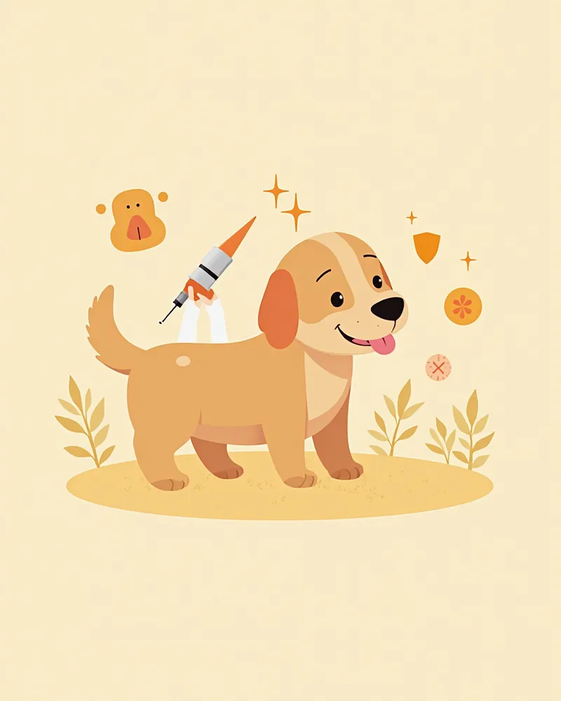 면역요법 주사를 맞는 강아지 일러스트