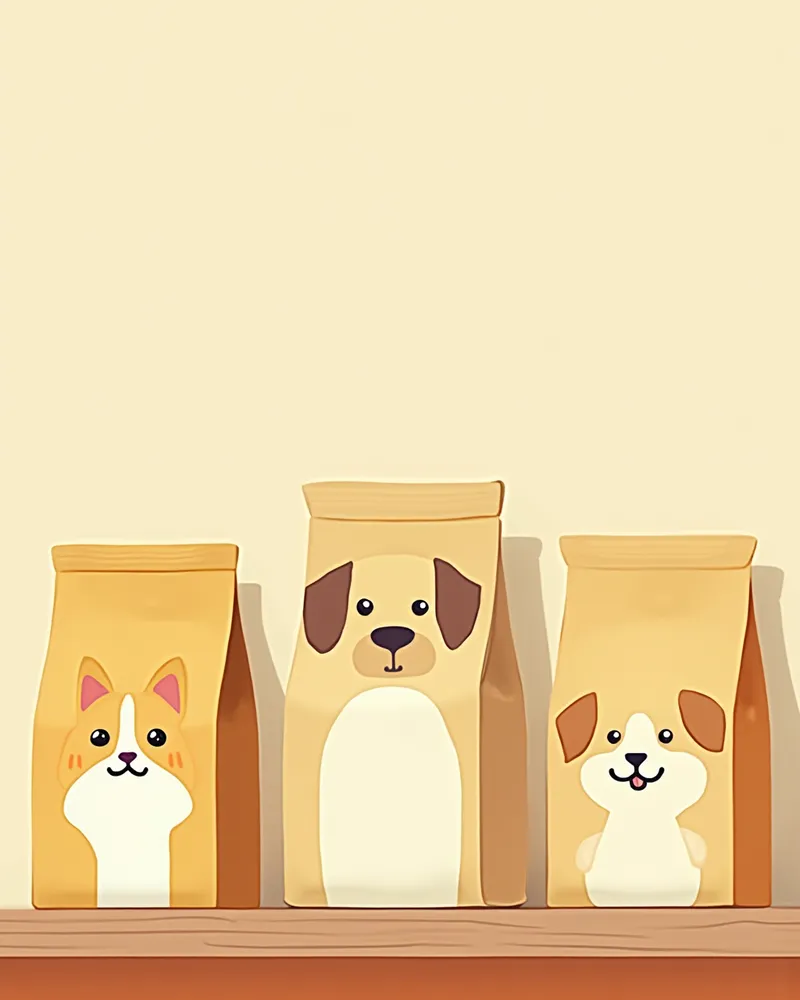 3종 고섬유 사료 패키지 비교 진열 이미지
