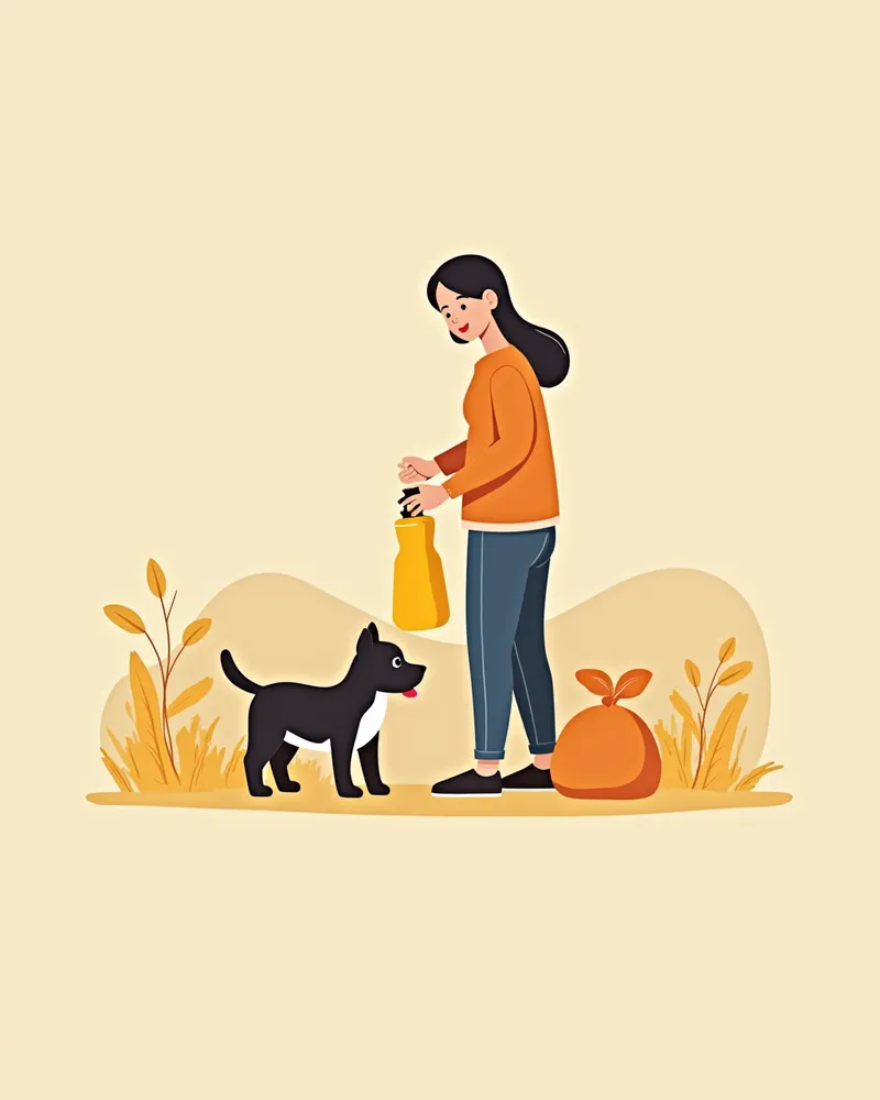 강아지 배변을 치우고 소독하는 보호자