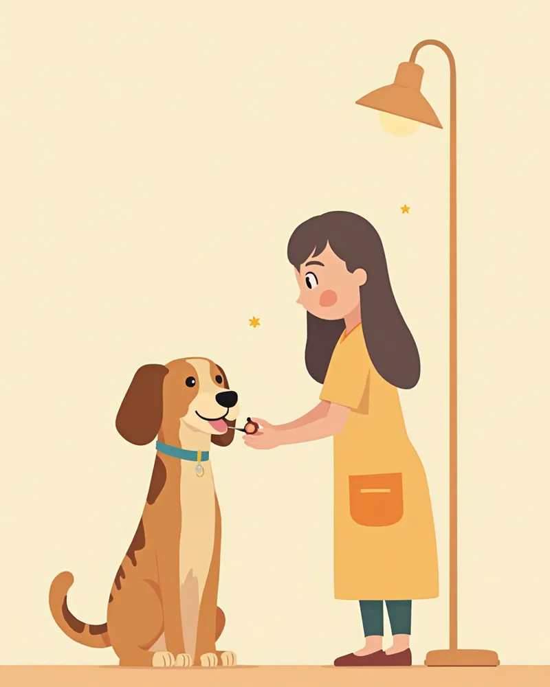 보호자가 집에서 건강한 강아지의 잇몸 색을 확인하는 모습