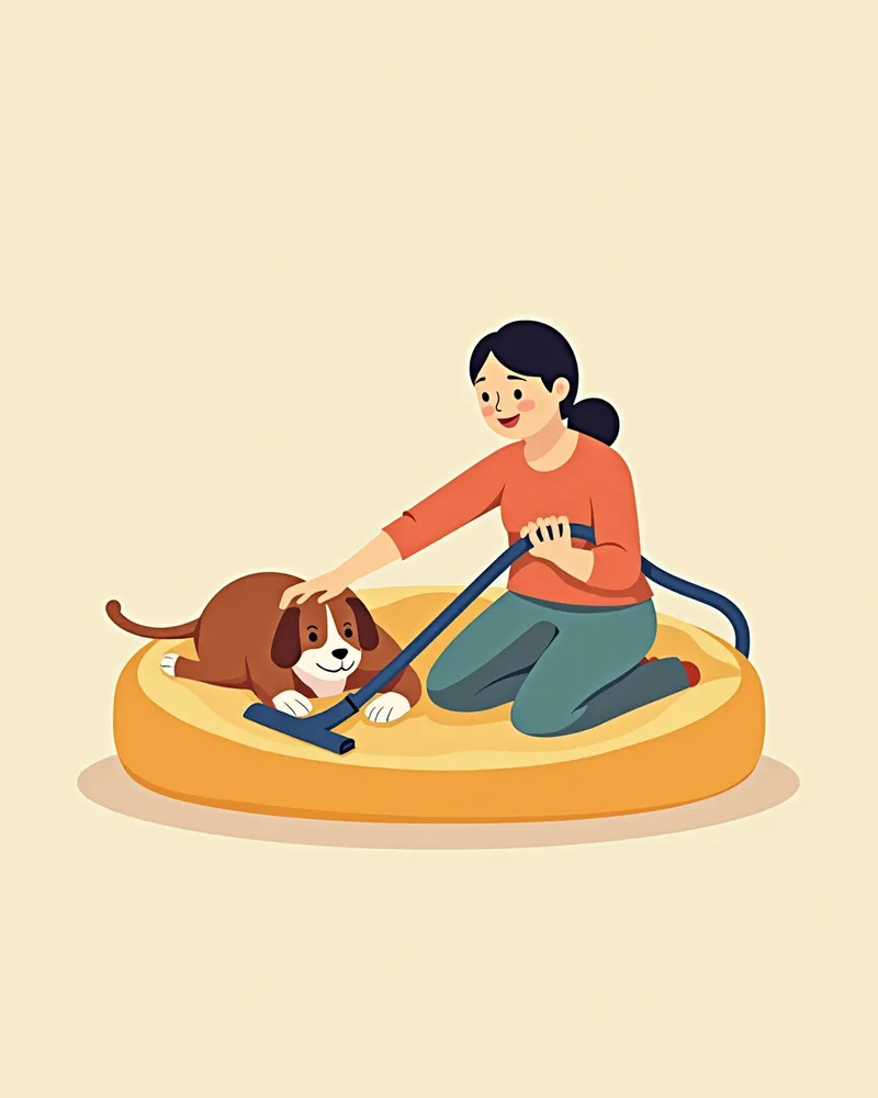 강아지 주인들이 집안 청소를 하는 모습