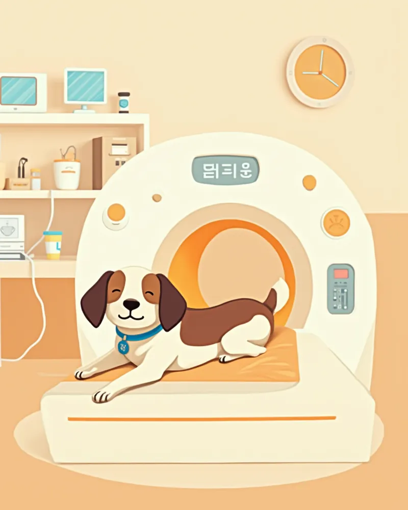 MRI 검사를 받는 강아지