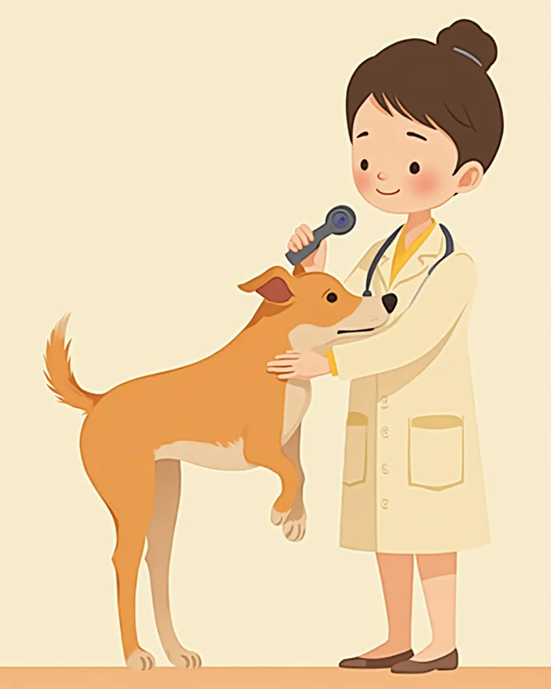 강아지 귀 검사 클로즈업
