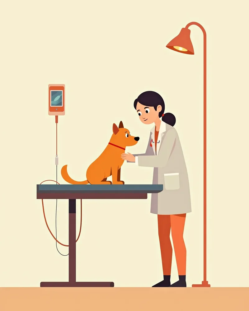수의사가 동물병원에서 강아지 중독 치료를 진행하는 모습