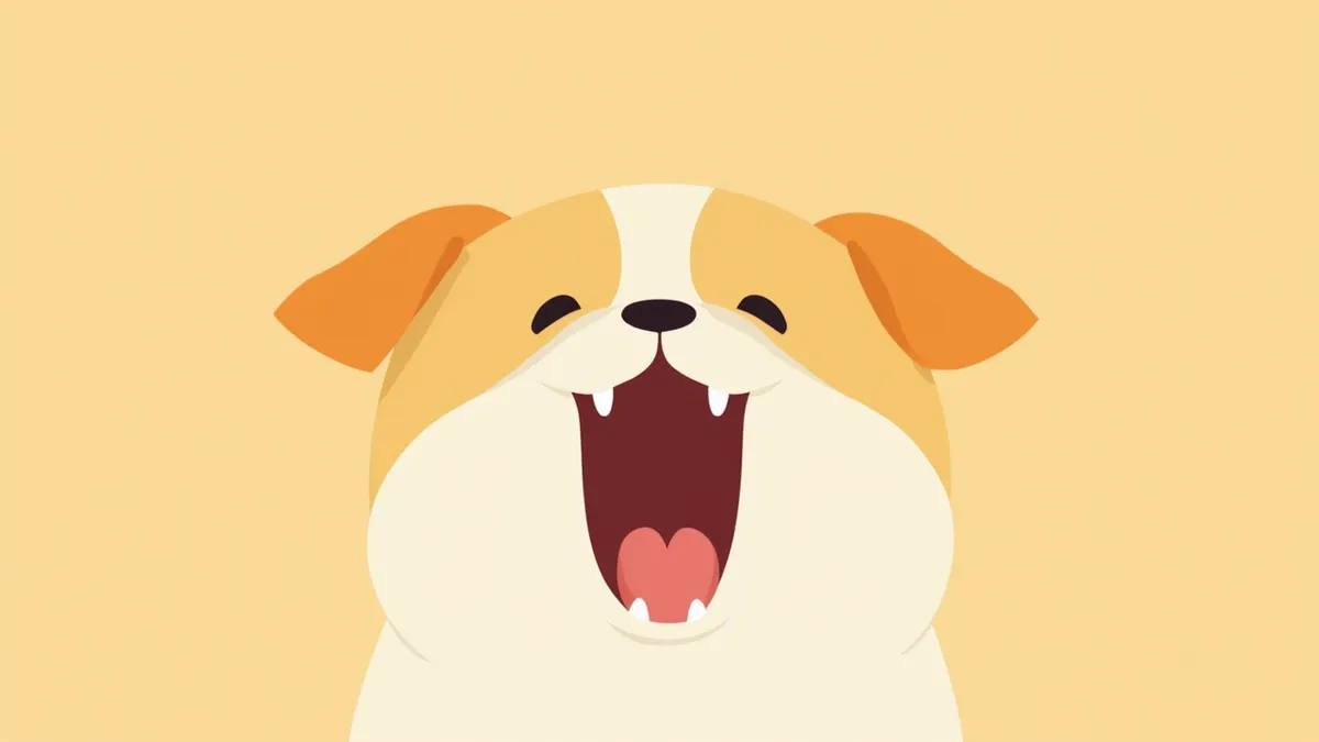 입을 크게 벌리고 하품하는 소형견 클로즈업