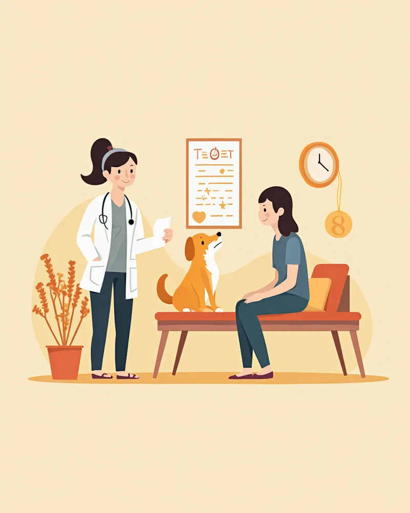 수의사가 보호자에게 검사 결과를 설명하는 모습