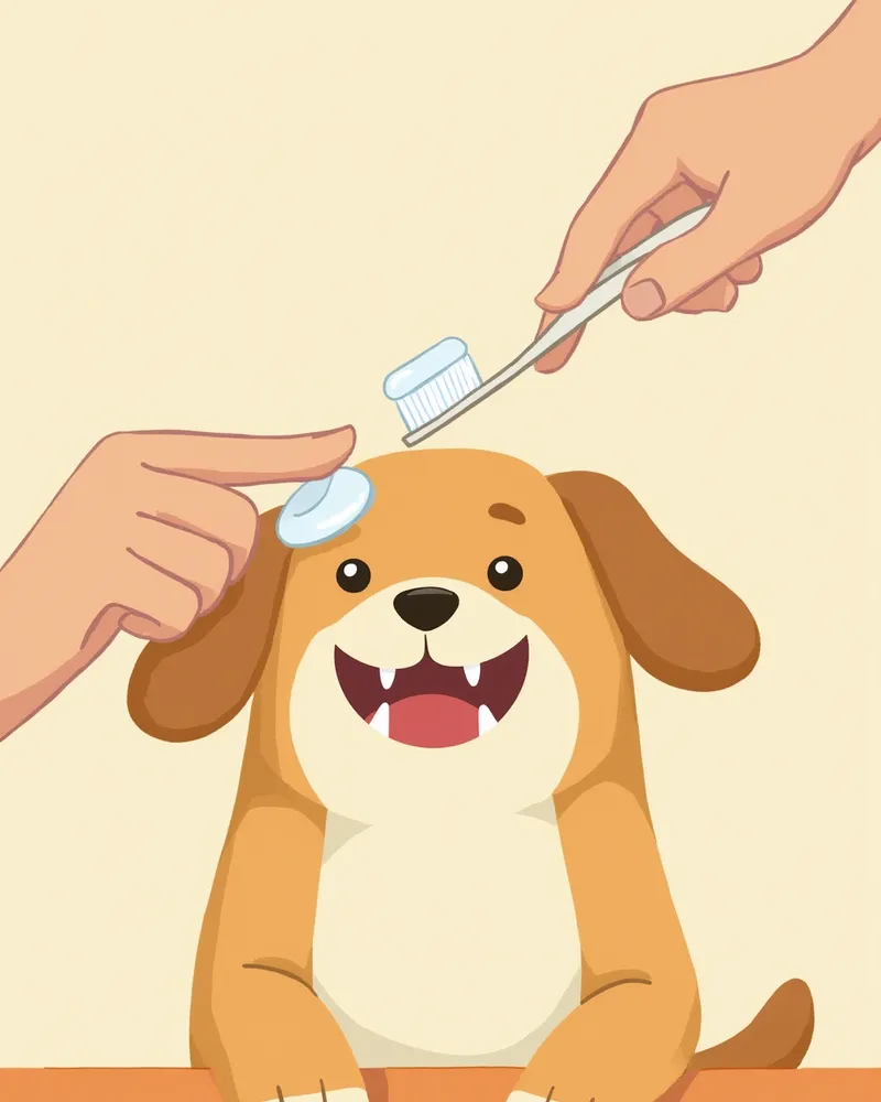 보호자가 강아지 양치질을 해주는 모습