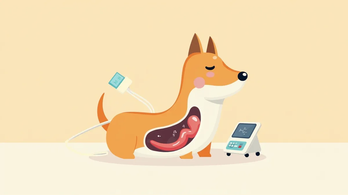 강아지 복강 초음파 검사 장면