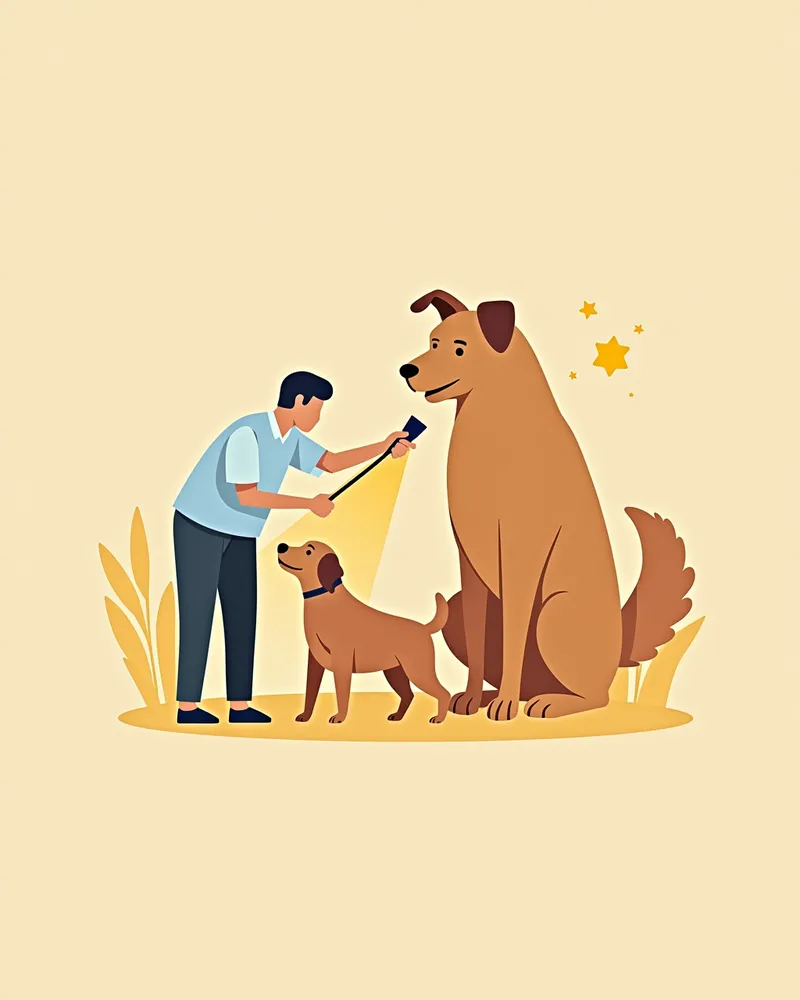 강아지의 기도를 점검하는 보호자