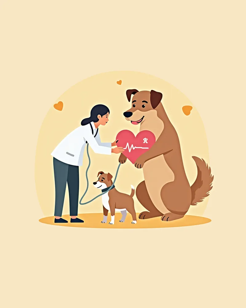 수의사가 강아지 심장 검진 중인 이미지