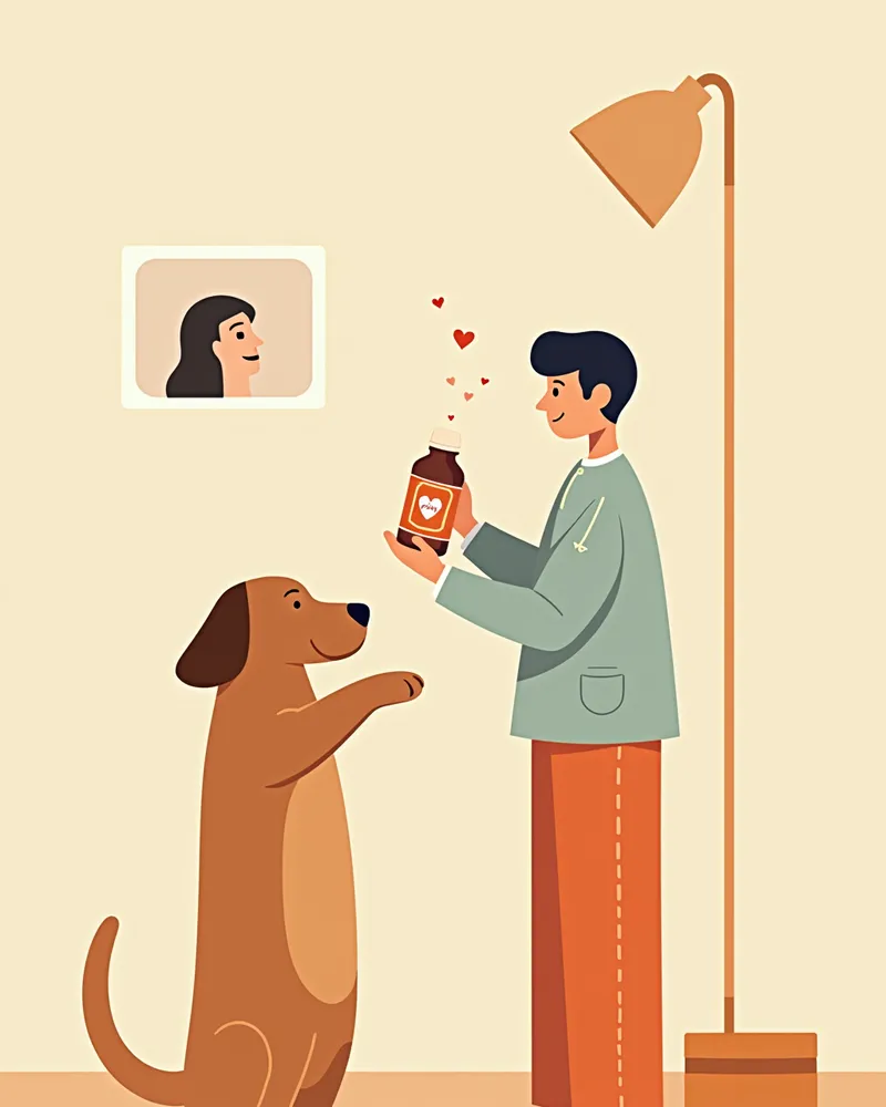 강아지 심장 건강 제품 고르는 기준을 확인하는 장면