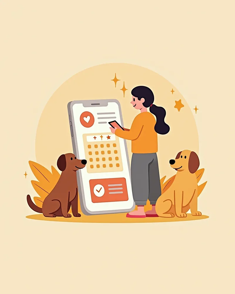 강아지 운동 기록을 하는 주인의 모습