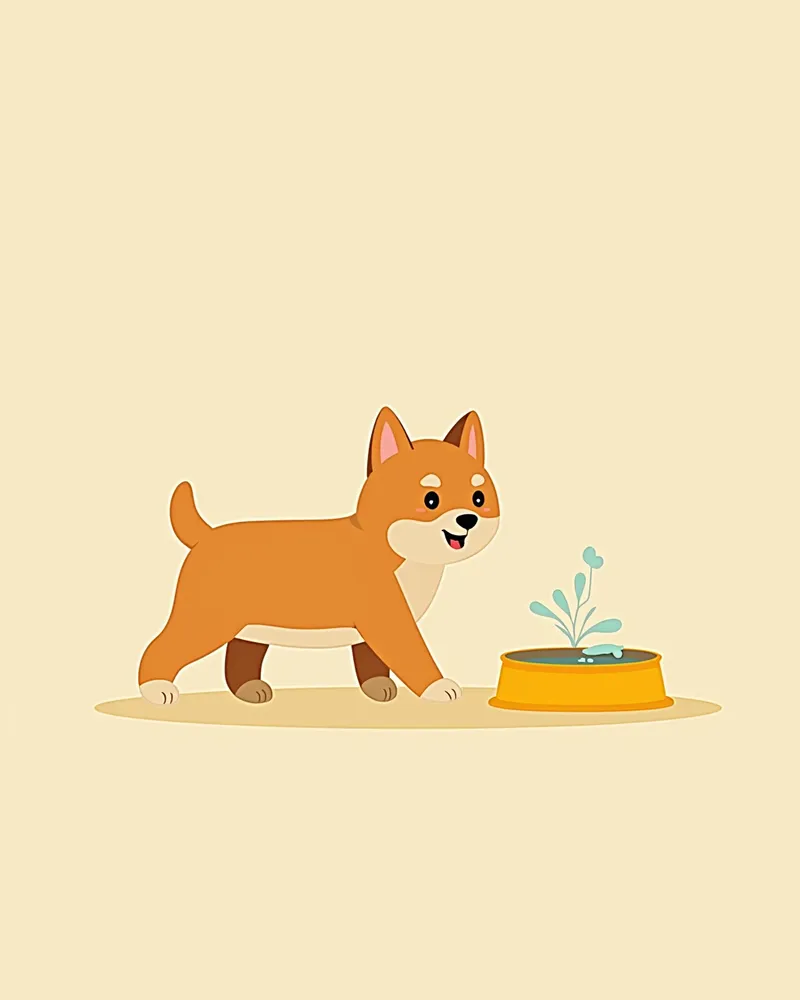 강아지 식사 후 산책 중