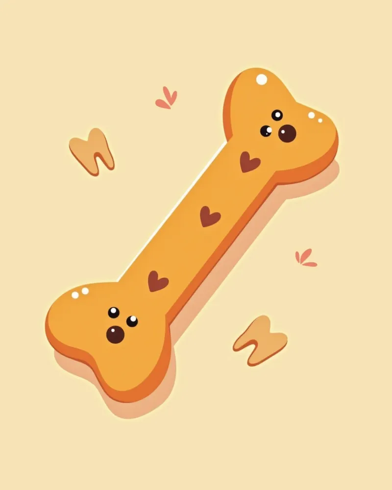 심장과 치아 모양이 새겨진 강아지 간식