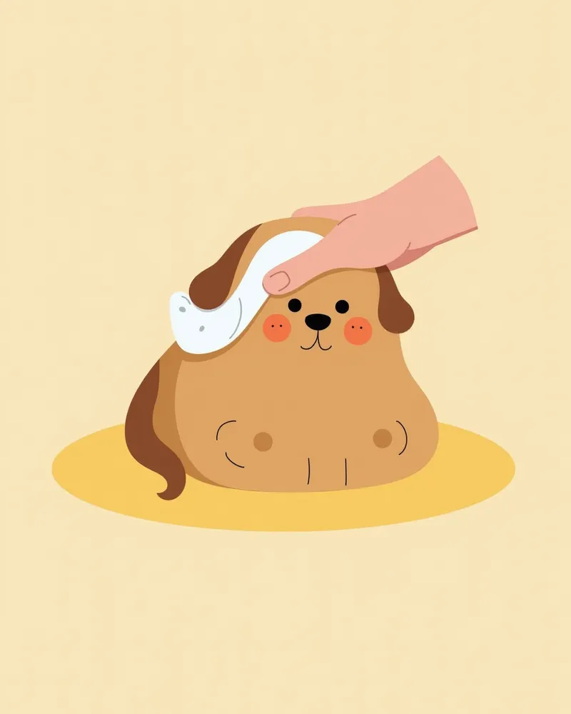 강아지 눈 주변을 부드럽게 닦는 모습
