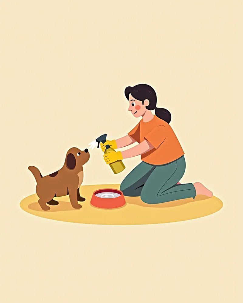 강아지 식기 소독 중인 주인