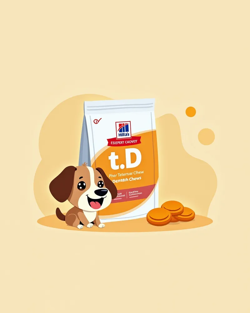 Hill's Prescription Diet t/d 치아 간식을 씹는 강아지의 모습